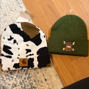 Carhartt Kids' Green and Cow Print Beanies